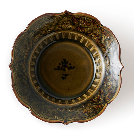 陶房遊　黄茶緑　輪花しのぎ深鉢（小）　商品画像3枚目