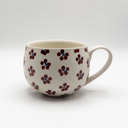 すこし屋　丸マグカップ　赤小紋　商品画像1枚目